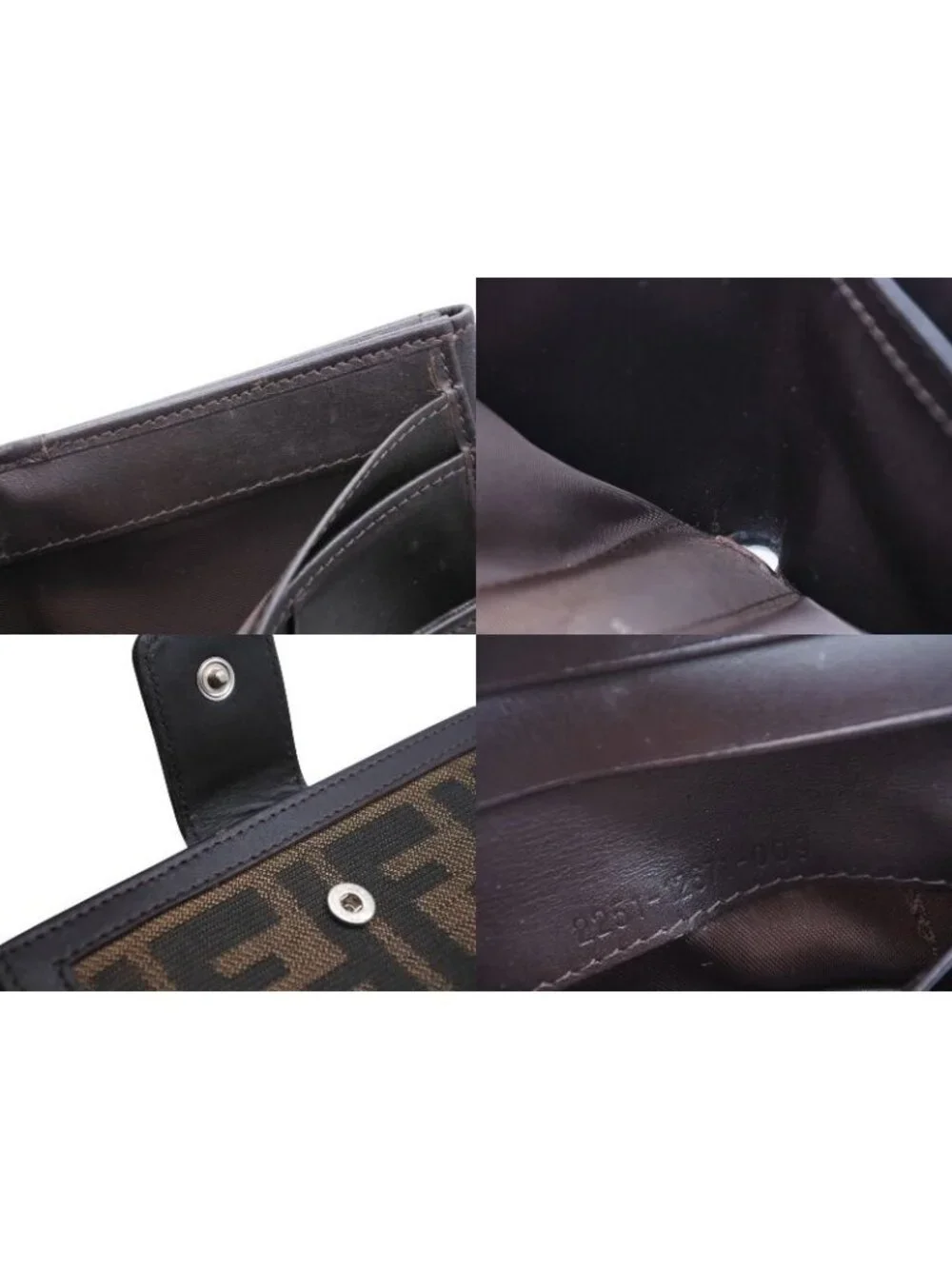 Fendi Zucca Pattern Bifold Wallet Compact Canvas Leather Brown